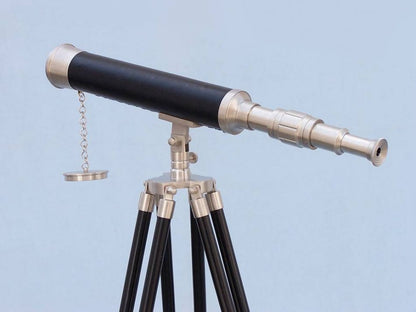 Floor Standing Brushed Nickel With Leather Harbor Master Telescope 50""