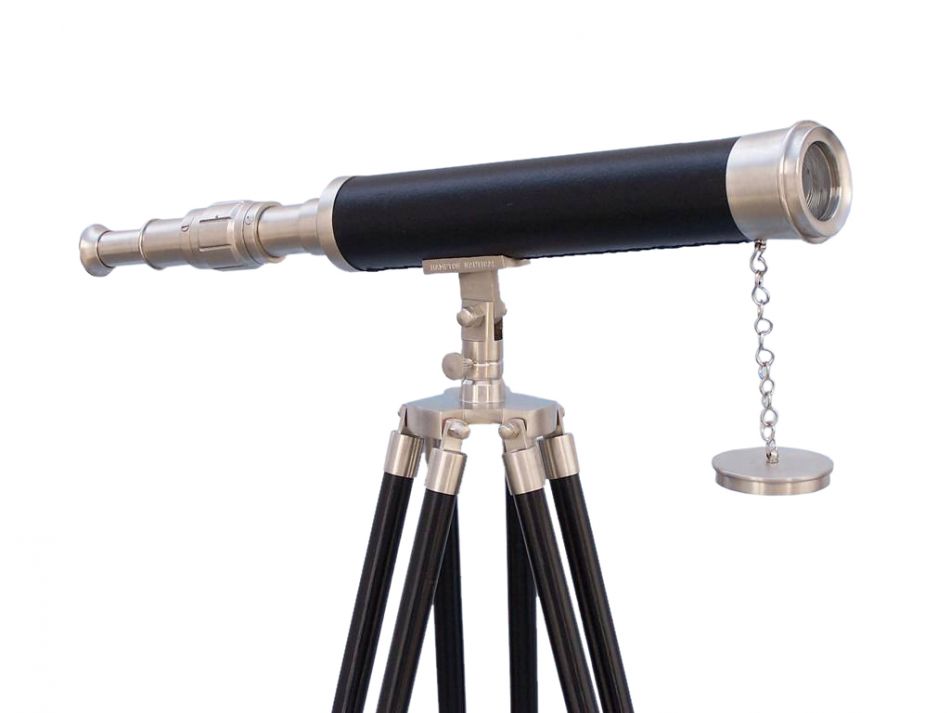 Floor Standing Brushed Nickel With Leather Harbor Master Telescope 50""