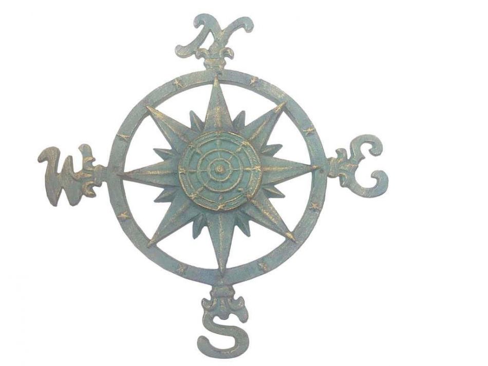 Seaworn Bronze Cast Iron Large Decorative Rose Compass 19""