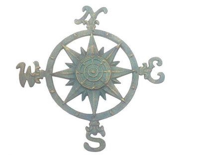 Seaworn Bronze Cast Iron Large Decorative Rose Compass 19""