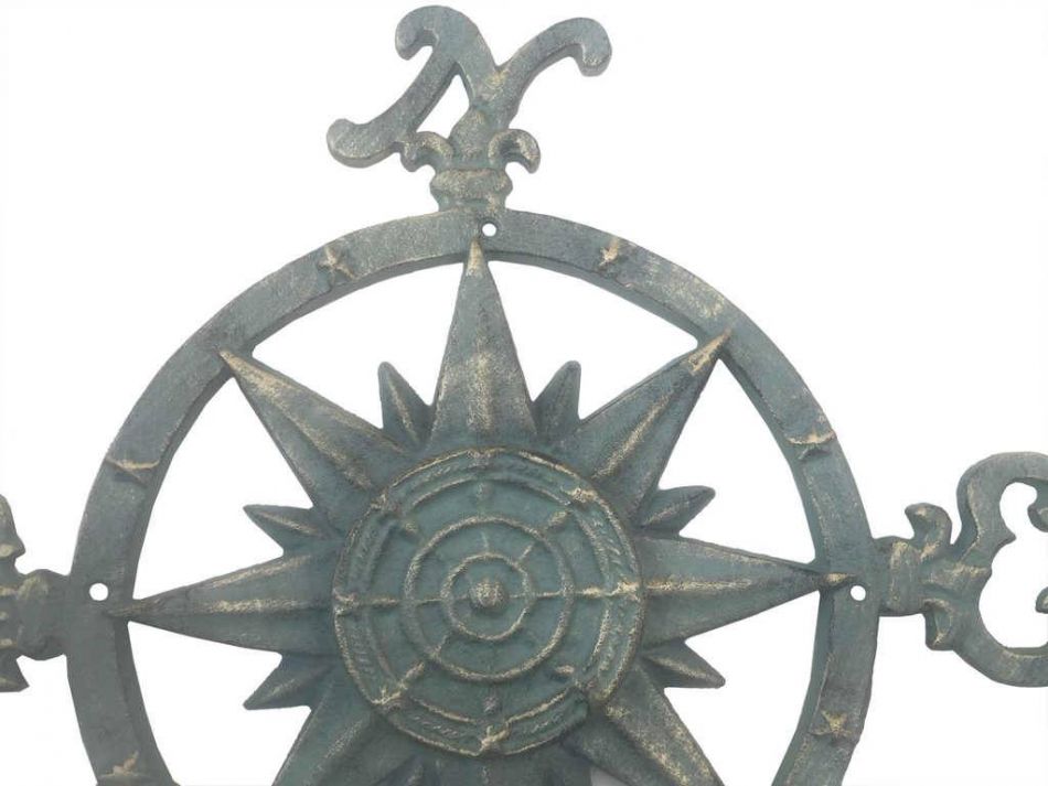 Seaworn Bronze Cast Iron Large Decorative Rose Compass 19""