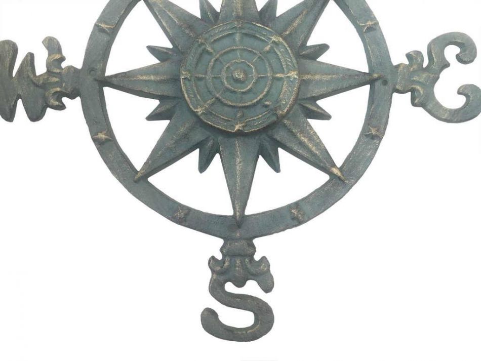 Seaworn Bronze Cast Iron Large Decorative Rose Compass 19""