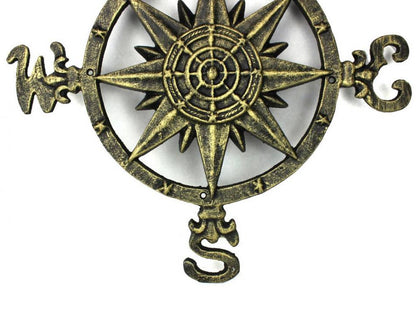 Antique Gold Cast Iron Large Decorative Compass 19""
