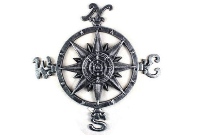 Antique Silver Cast Iron Large Decorative Rose Compass 19""