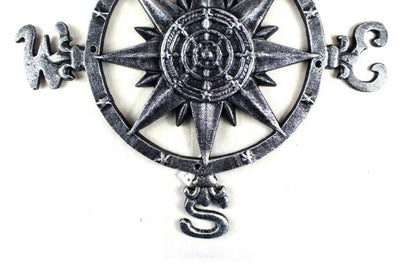 Antique Silver Cast Iron Large Decorative Rose Compass 19""