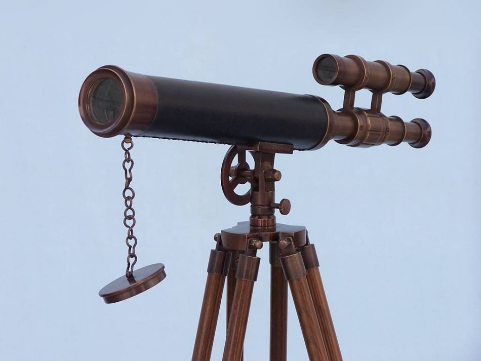 Floor Standing Bronzed With Leather Griffith Astro Telescope 50""