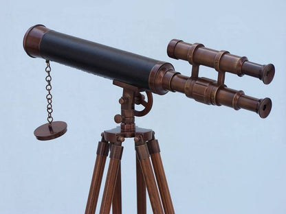 Floor Standing Bronzed With Leather Griffith Astro Telescope 50""