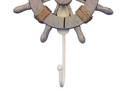 Rustic Decorative Ship Wheel With Hook 8""