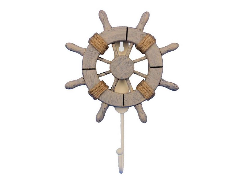 Rustic Decorative Ship Wheel With Hook 8""