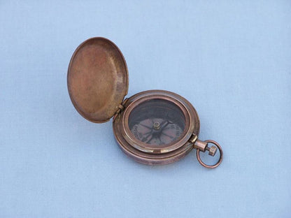 Antique Copper Anchor Scout's Push Button Compass 2""