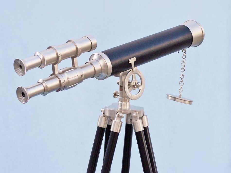 Floor Standing Brushed Nickel With Leather Griffith Astro Telescope 50""