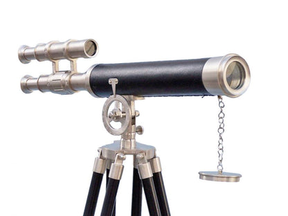 Floor Standing Brushed Nickel With Leather Griffith Astro Telescope 50""