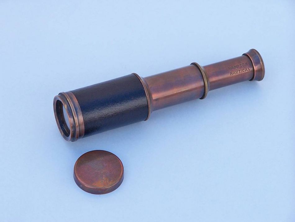 Deluxe Class Scout Antique Copper Spyglass Telescope 7"" with Rosewood Box
