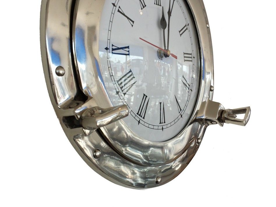 Chrome Decorative Ship Porthole Clock 12""