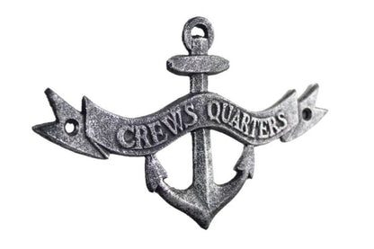 Antique Silver Cast Iron Crews Quarters Anchor Sign 8""