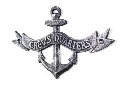 Antique Silver Cast Iron Crews Quarters Anchor Sign 8""