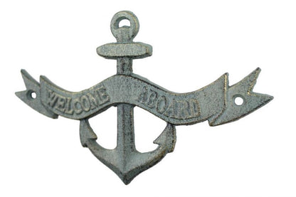 Antique Bronze Cast Iron Welcome Aboard Sign 8""