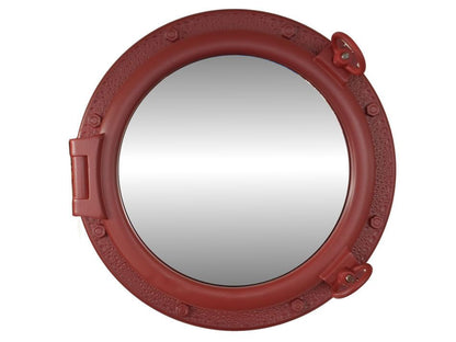 Dark Red Decorative Ship Porthole Mirror 20""