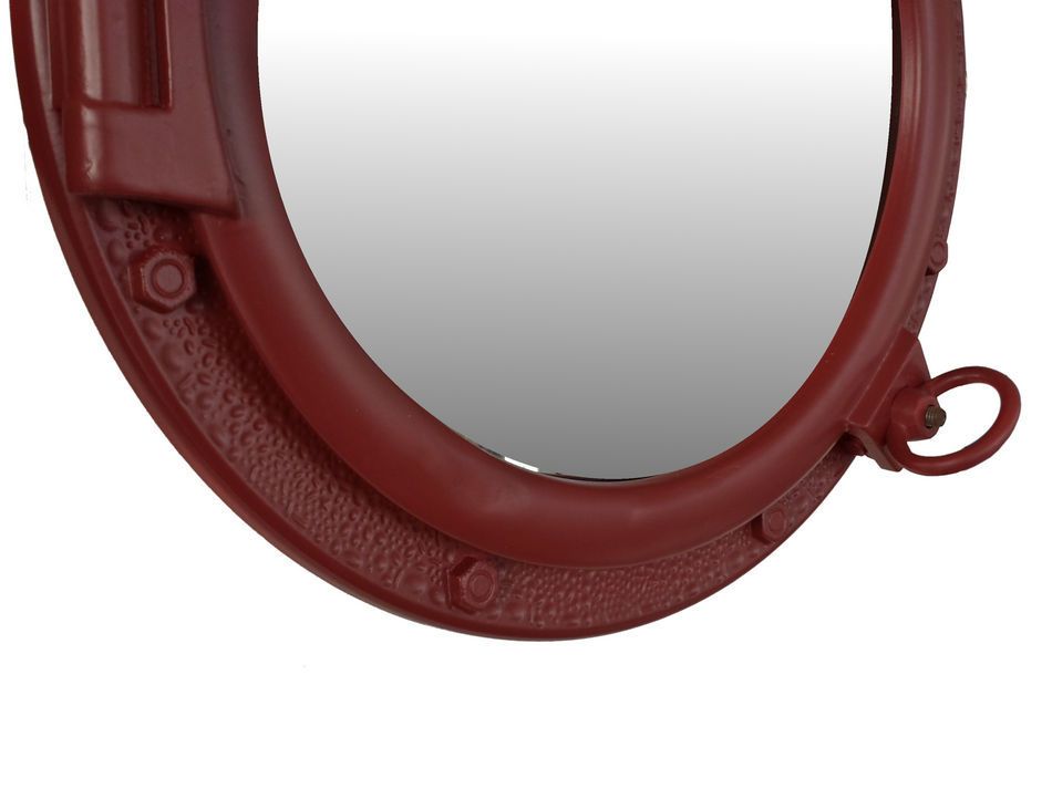 Dark Red Decorative Ship Porthole Mirror 20""