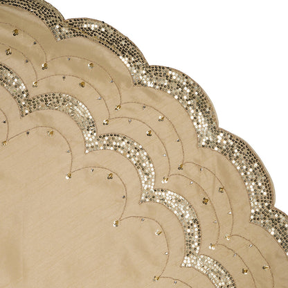 72-Inch Gold with Sequins Scalloped Embroidered Tree Skirt
