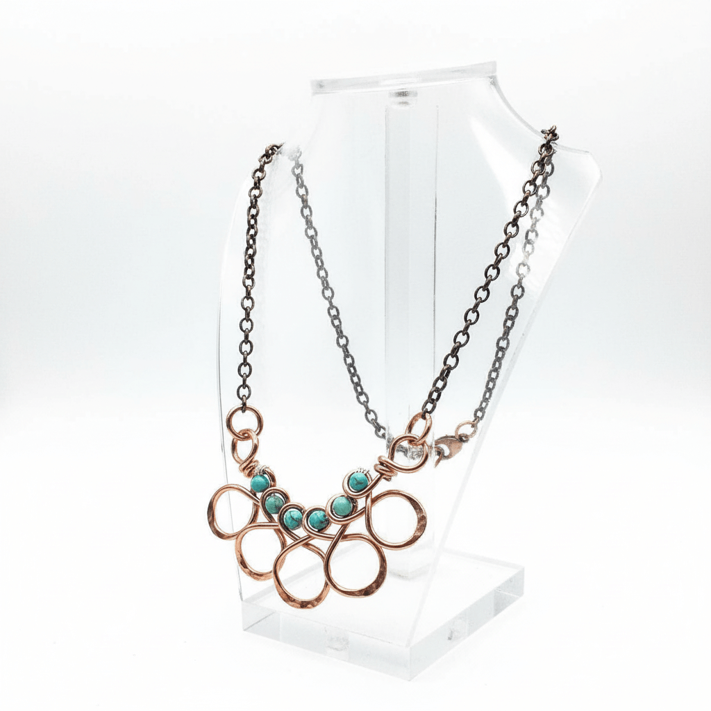 Seen on Ashley Liao Copper Turquoise Wire Wrapped Necklace