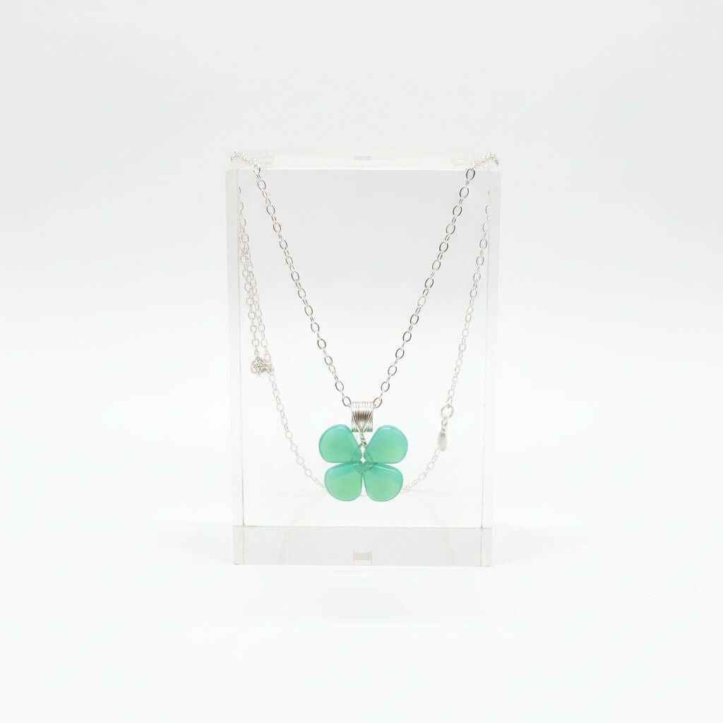 Mint Green Beaded Clover Necklace