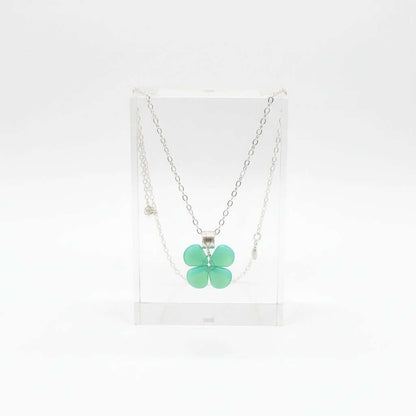 Mint Green Beaded Clover Necklace