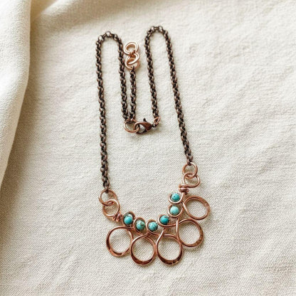 Seen on Ashley Liao Copper Turquoise Wire Wrapped Necklace