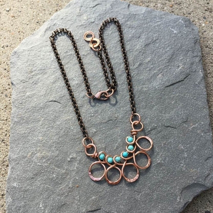 Seen on Ashley Liao Copper Turquoise Wire Wrapped Necklace