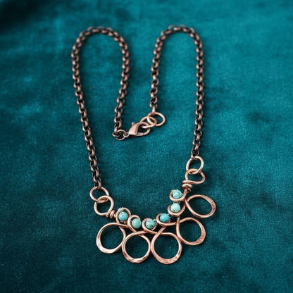 Seen on Ashley Liao Copper Turquoise Wire Wrapped Necklace