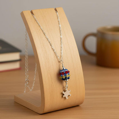 Sterling Silver Autism Awareness Crystal Barrel Necklace