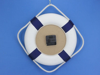Classic White Decorative Lifering Clock with Blue Bands 12""