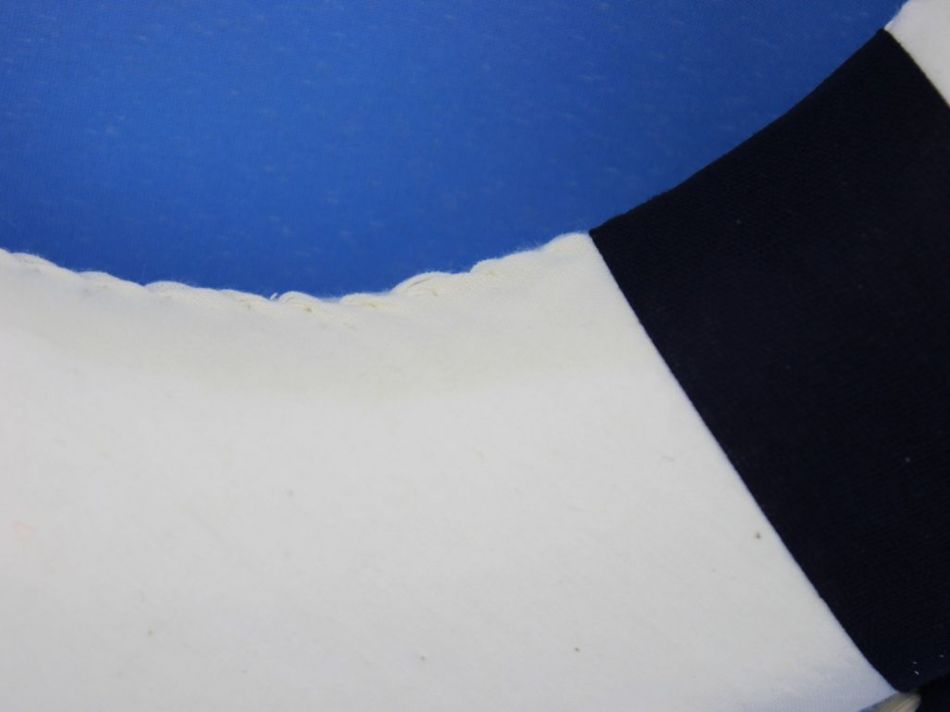 Classic White Decorative Lifering with Blue Bands 15""