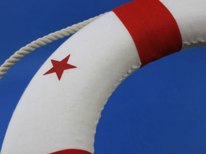 Classic White Decorative Lifering with Red Bands 15""
