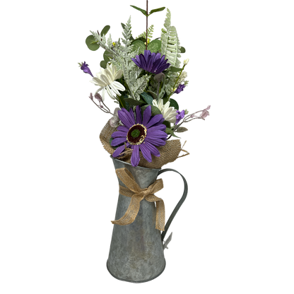 Daisy Flower in Metal Watering Can - 18" -