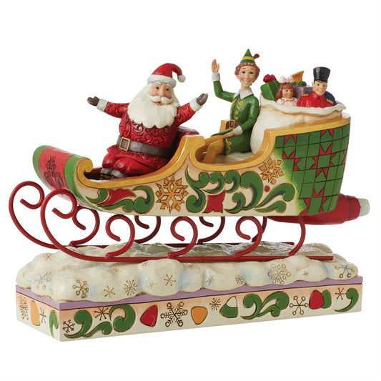 Buddy Elf with Santa in Sleigh