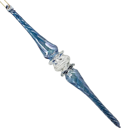 Frosted Blue Swirl Spire Ornament