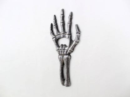 Rustic Silver Cast Iron Skeleton Hand Bottle Opener 7""