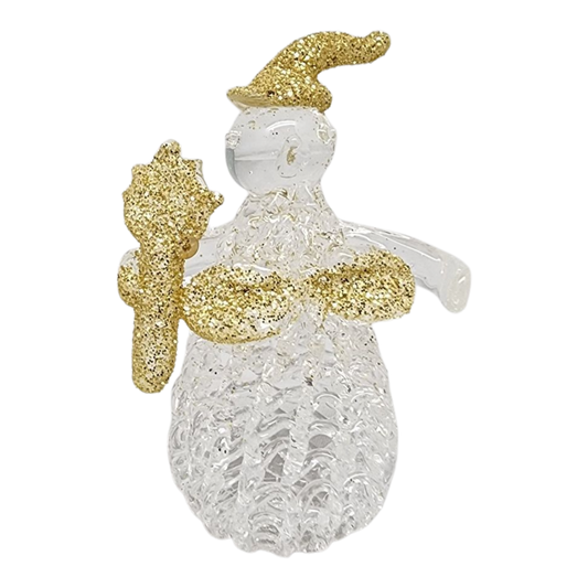 Golden Glitter Glass Snowman Figurine