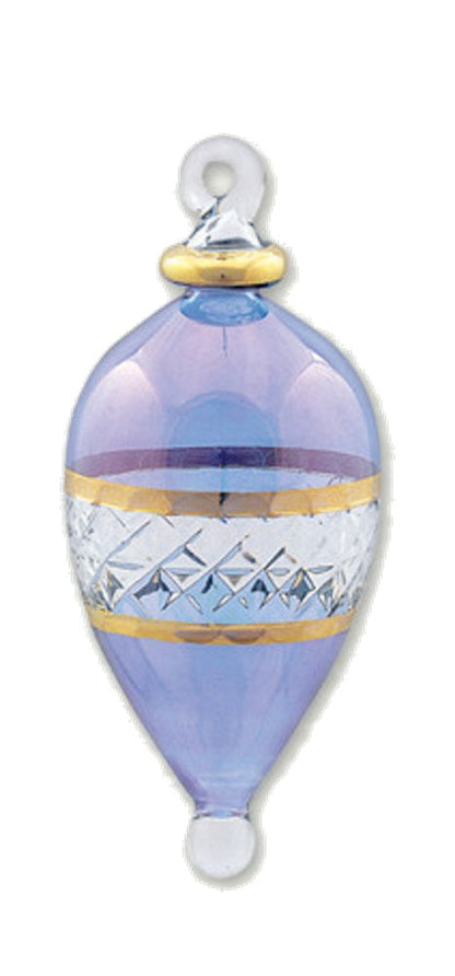 Lattice Glass Ornaments With Gold Accents - Blue Teardrop