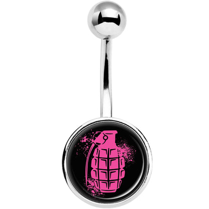 Pink Grenade Belly Ring