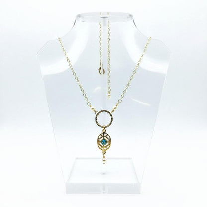 14 K Gold-Filled Hammered Open Circle Filigree Necklace