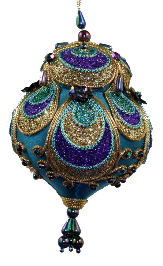 Aqua Paisley Ornament - Onion