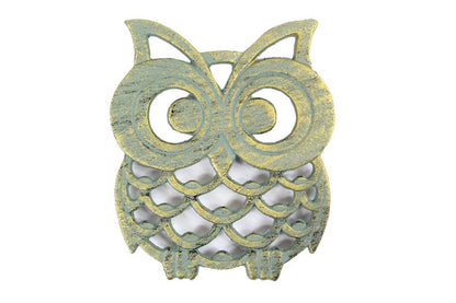 Antique Seaworn Bronze Cast Iron Owl Trivet 8""