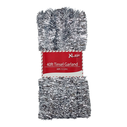 40 Feet Metallic Tinsel Garland - Silver