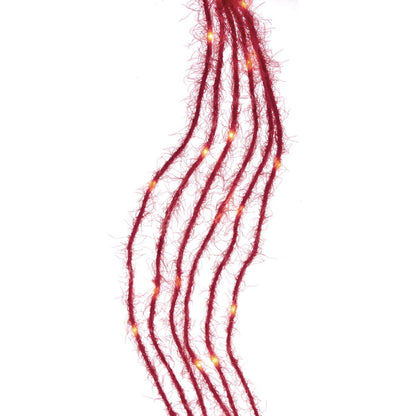 120-Light Red Fuzzy Multi-Strand With Red LED Lights