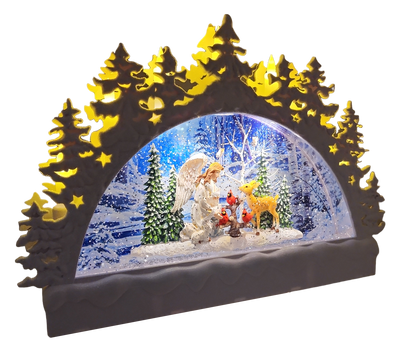 White Archangel Swirl Arch Snowglobe - 9 Inch