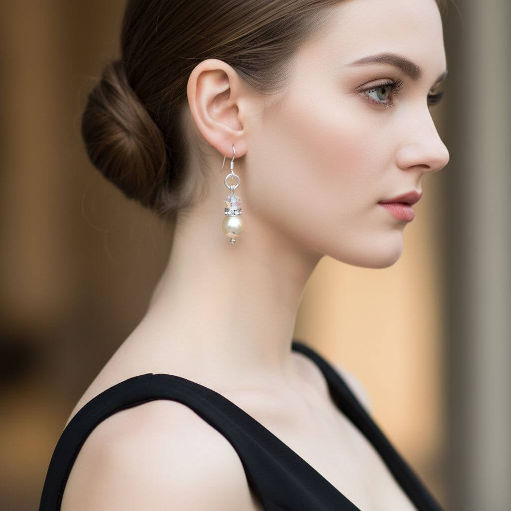 Various Color Swarovski Crystal Pearl Stack Earrings