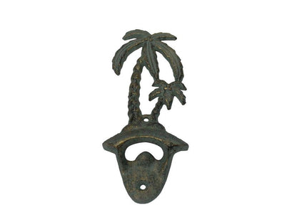 Antique Seaworn Bronze Cast Iron Wall Mounted Palmtree Bottle Opener 6""