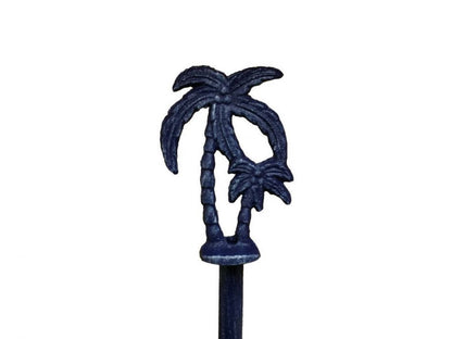 Rustic Dark Blue Cast Iron Palm Tree Paper Towel Holder 17""